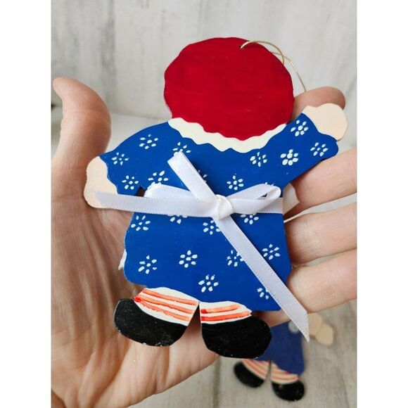 Wooden raggedy Ann Andy ornament Xmas vintage tree felt - Picture 6 of 10